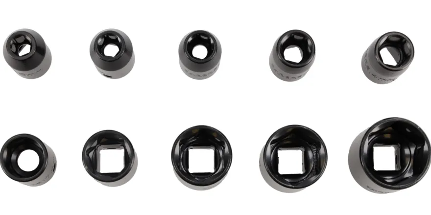 Zestaw 10 nasadek udarowych 1/2" 9-27 mm + przedłużka, adapter 5"
